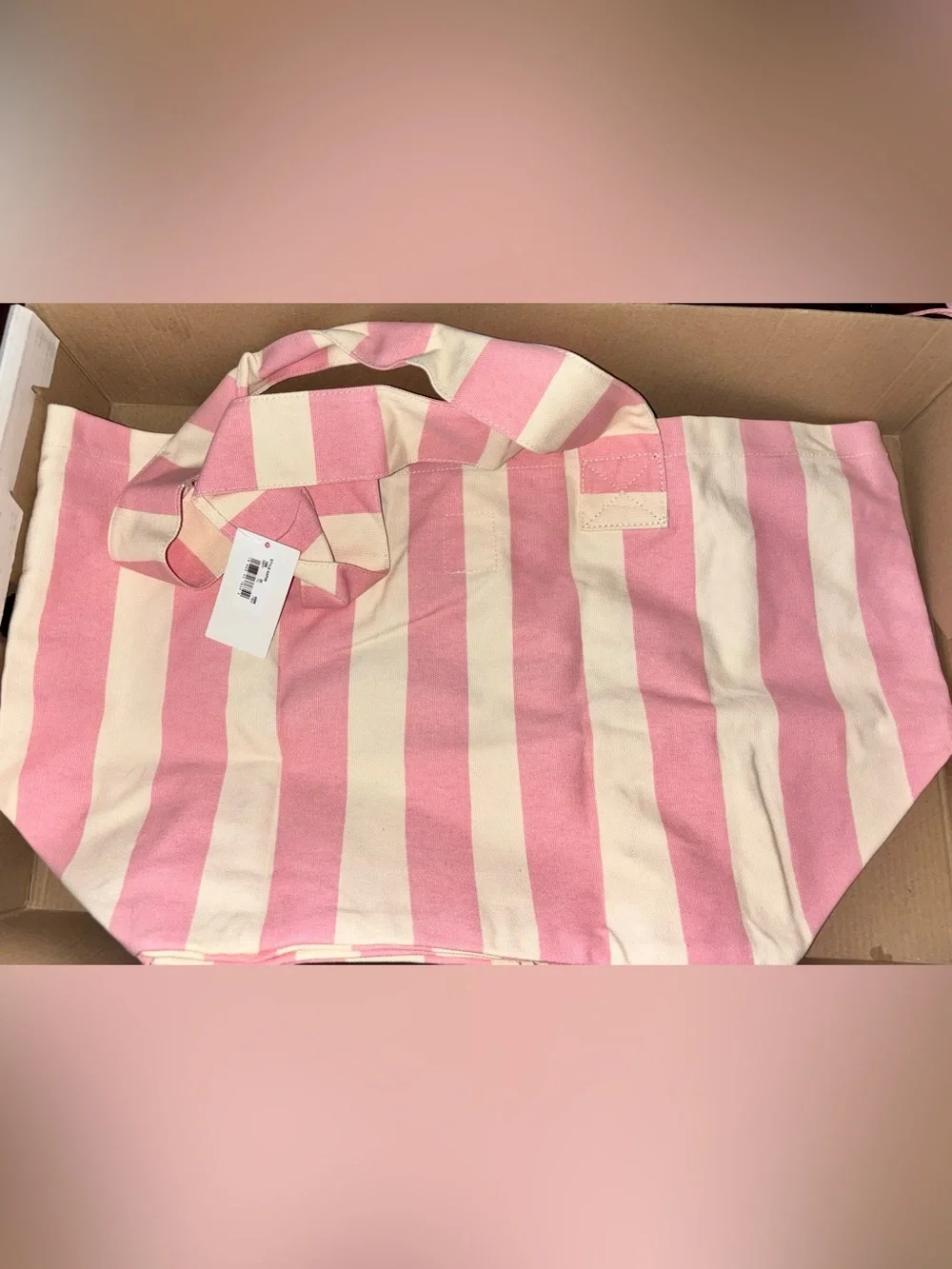 NWT Frasier Sterling Sport Pink & Cream Cotton Canvas Tote Bag HUGE (Sold Out) - Picture 10 of 14